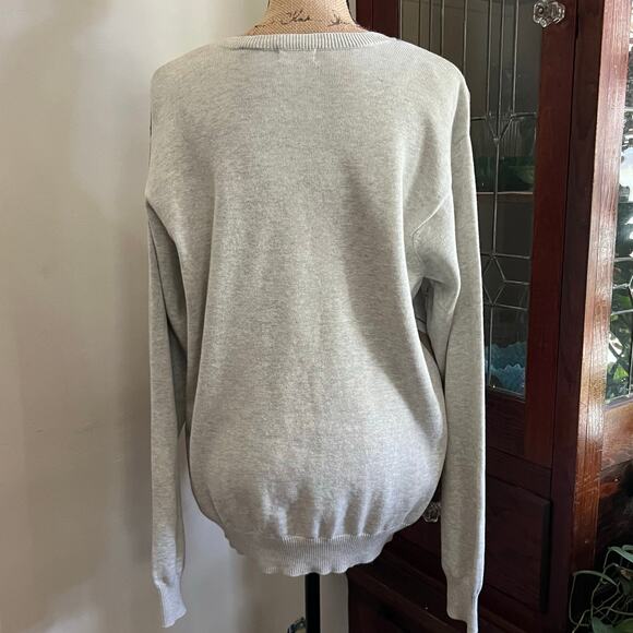 Y2K Vintage IZOD Argyle Sweater Size M Men VNeck Gray Tan Cotton Academia Preppy - Picture 4 of 17